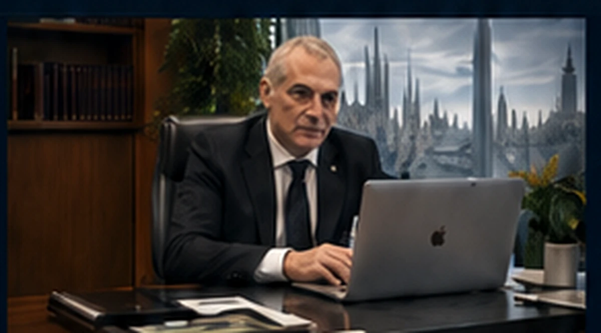 Roberto Taroni durante un incontro di lavoro